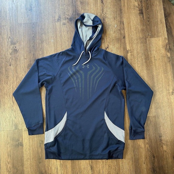 Under Armour Other - Under Armour Mens Hoodie Size‎ Small Coldgear Navy Blue Pullover Football Active